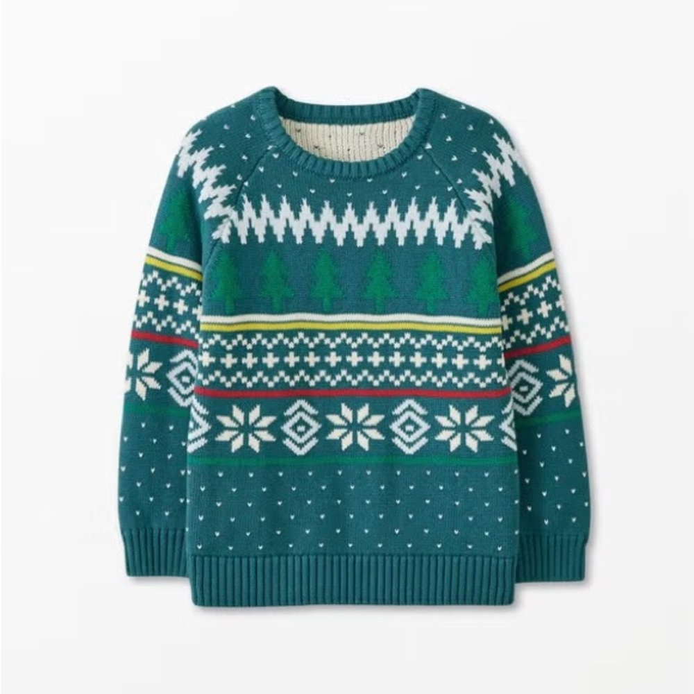 Hanna Andersson Teal Holiday Christmas Winter Crewneck Sweater